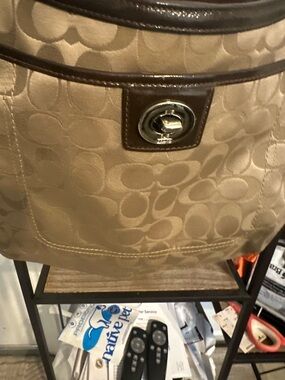 Coach Khaki Interior Tote with Dark Brown Trim